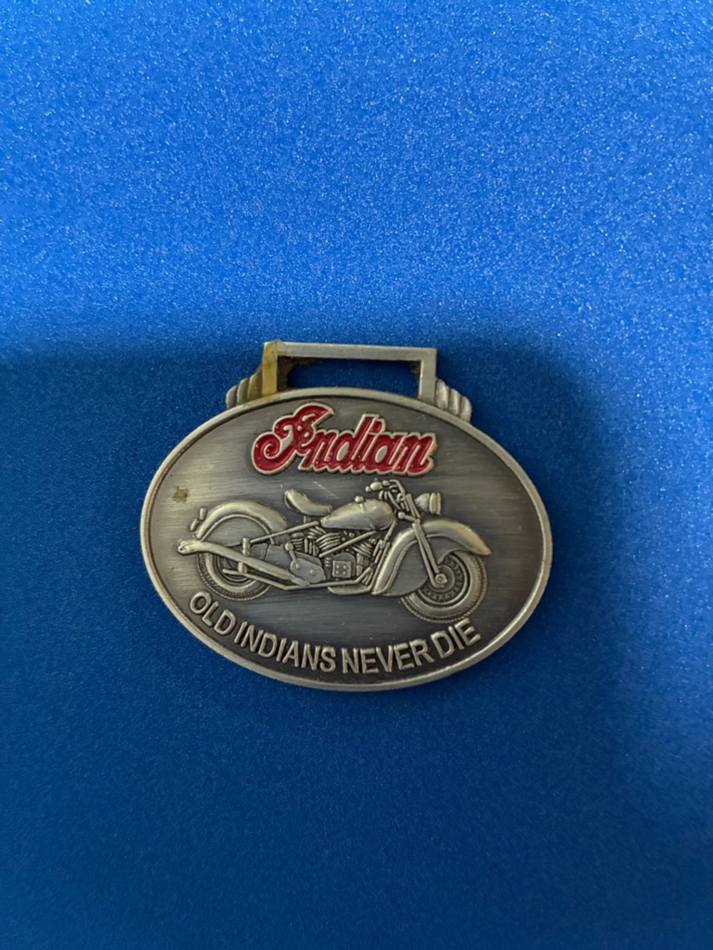 Indian Motorcycle Pendant - Silver with Red Logo